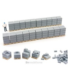 HO Lot Palettes Parpaings 1/87 H0 Décor Modélisme Train Chantier Marchandises