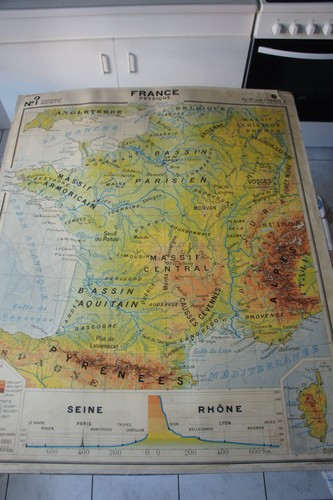 Ancienne carte scolaire murale - carte,