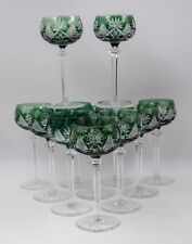 12 Val Saint Lambert Forest Green Berncastel Hock Wine Glasses, Circa 1950