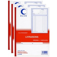 [2145-3] Elve Lot de 3 Manifolds autocopiant LIVRAISONS 297X210 50 Feuillets ...
