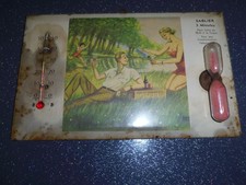 OLD ADVERTISING GLACOID THERMOMETER AND HOURGLASS 3MN