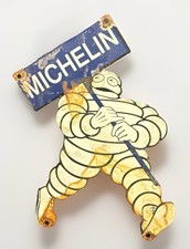 11 3/4” X 8” MICHELIN BIBENDUM MAN Porcelain Metal Dealer Service Sign