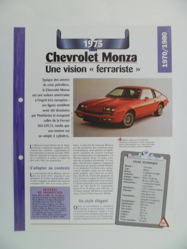 Carte fiche auto chevrolet - carte,