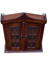 ANCIEN VINTAGE VITRINE ÉTAGÈRE BOIS MASSIF ET VERRE MEUBLE MINIATURE VOITURE