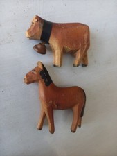 2 Animaux Cheval + Vache Bois