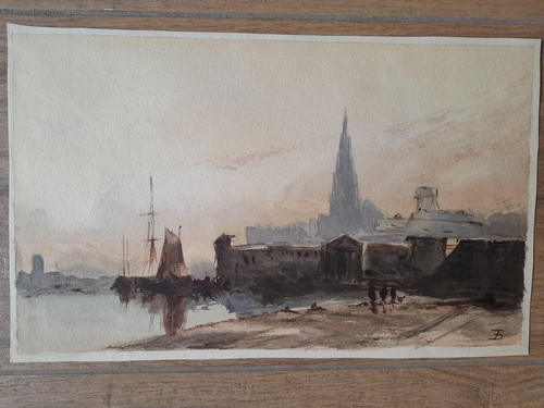 Peinture paysage ville - paysage, 19ème
