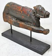 Antique en Bois Sainte Vache Nandi Idol Figurine Original Vieux Fin Main Sculpté