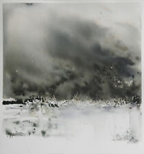 Original signed watercolor, contemporary landscape painting. semi-abstract. sky