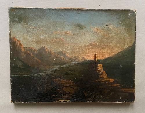 Ruine crépuscule huile - ruine, au