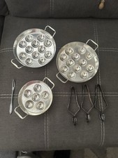 Vtg Set of 3~Egg/ Escargot Baking Dish With 3 Inox Tongs & A Fork