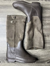 Le Chameau Chasseur Suede Leather Rubber Boots Zip Brown Womens US 6.5 EU 37