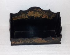 PORTE OU RANGE COURRIER EN CARTON BOUILLI, LAQUE NOIRE, STYLE NAPOLEON III