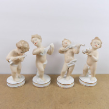 4 Wallendorf Porcelain Putti Naked Baby Musicians Instrument Players Germany