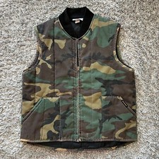 Vintage Dickies Camo Vest Large USA Made Quilted Woodland Camouflage Workwear