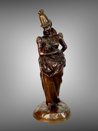 Bronze patine brune signé - ,