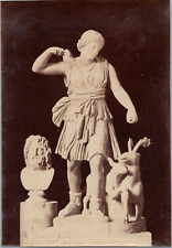 Sculpture, Classical Roman Statue, Hunting, Vintage Albumen Print, ca.1880 T