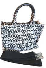 Coccinelle Blk /White leather and fabric crossbody or handle held Handbag Beauty