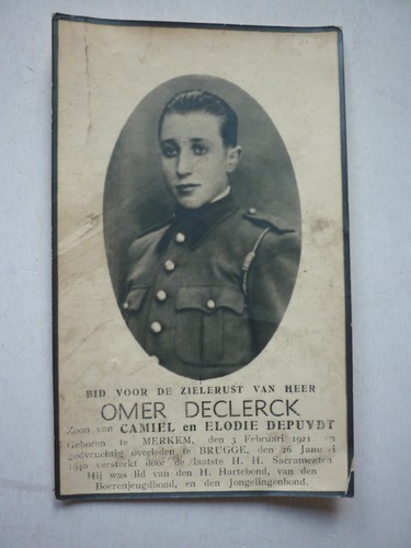 Image mortuaire soldat belge - image,