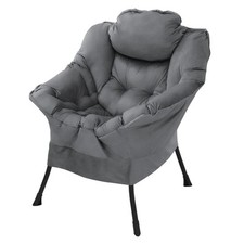 Fauteuil chaise relax salon rembourré du PP coton anthracite structure en acier