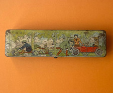 OLD BOILED CARDBOARD NIB - VERY NICE DECOR CHILDREN'S CARS FAMILY 1900's