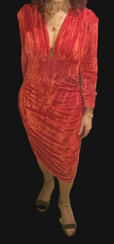 Robe longue velour - , rouge