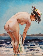 Peinture féminine nue art mural original femme figurine de collection moderne