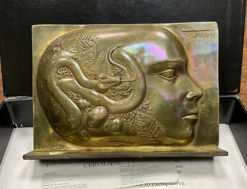 Plaque bronze sur socle - plaque,