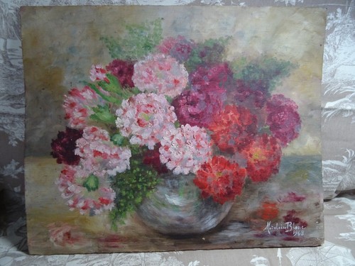 Huile sur bois nature morte - huile,