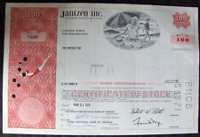 Stock Certificate Jantzen Inc., 100 Shares. Payee CRACO 1971