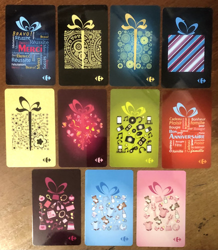 Lot cartes cadeau carrefour - cadeau,