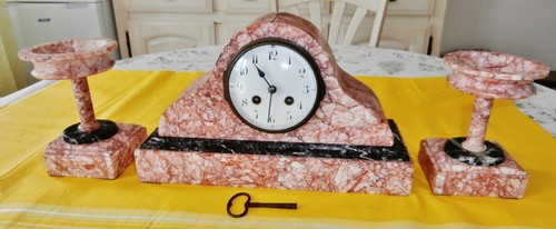 Ancienne pendule marbre rose - ancienne,