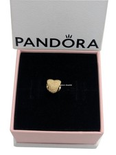 NEW 100% Authentic PANDORA Gold Pl Shining Textured Heart Mini Charm 764000C00
