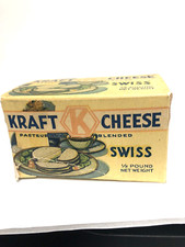 Kraft Cheese Pasteurized Blended Swiss 1/2 pound Cheese Box Vintage