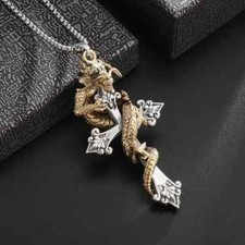 Collier chaîne croix dragon