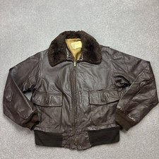 Schott Leather Flying Jacket Adult Large Brown Bomber Aviator Military USA Men