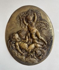 Bronze Oval Plaque Cherubs French, Manner of Claude Michel Clodion Antique