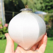 Antique White Glomized Glass Christmas Ball