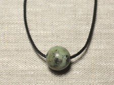 Collier Pendentif Pierre semi précieuse - Turquoise Afrique Boule 14mm 