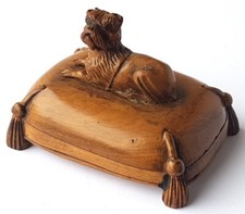 Boîte À Timbres Rares Chien Sculpture En Bois France Vers 1860 - 1870 AL1271