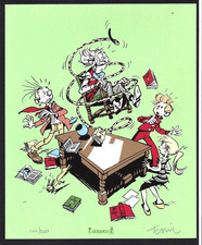 TARRIN - SPIROU & FANTASIO / HERGE (LES 3 VARIANTES en SERIGRAPHIE N°/Signé)NEUF