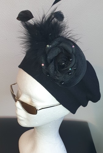 Chapeau cérémonie laine noir - chapeau,