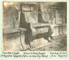 Greece, Marble Chair of the Theatre of Dionysus, Athens Vintage print.  shooting