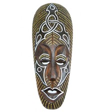 Masque Africain en bois 30cm motif tribal.