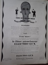 ELECTROLUX filter softener Theo ROGER + O CAP pub paper ILLUSTRATION 1928