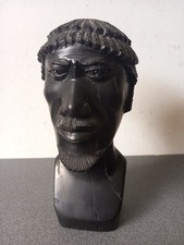 STATUE AFRICAINE BUSTE AFRICAIN BOIS EBENE HAUTEUR 22 CM