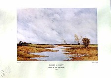 Antique Print NettlefGrundy Water 1935 Repairing Fence Suffolk Marshes Hewi