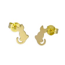 Boucles d'Oreilles Chat en Or