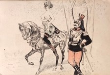 19th century EROTIC Naughty DRAWING 2 FACES