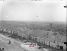 Street, village France, glass plate, old photo, negative 9x12 cm