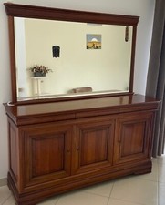 Buffet 3 portes, 3 tiroirs avec son miroir en merisier massif Louis Philippe